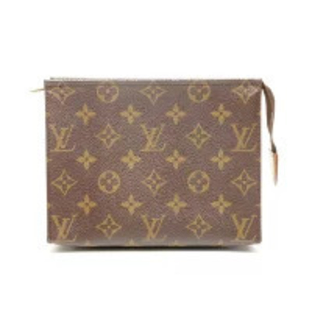 Louis Vuitton Pochette Toilette Monogram Pouch Clutch Brown